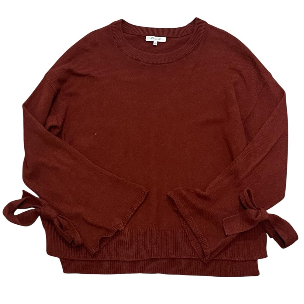 Madewell Rust Burnt Orange Knit Large Tie Sleeve Cozy Sweater